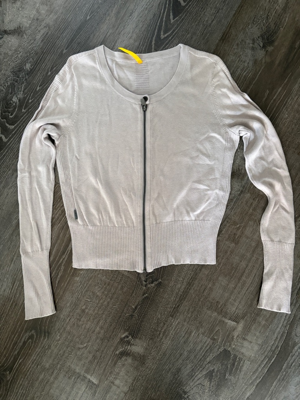 Lolë Light Cream Knit Crewneck zip up Sweater size L